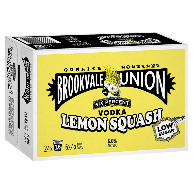 Brookvale Union Vodka Lemon Squash 330mL Cans 24 Pack