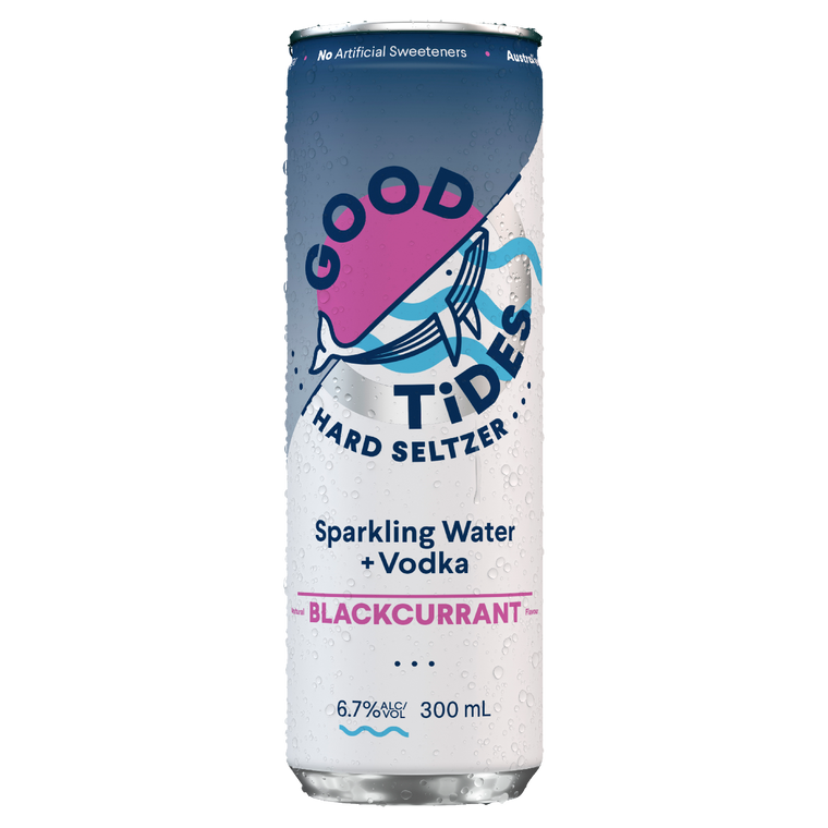 Good Tides Hard Seltzer Blackcurrant 6.7% 300mL Cans 24 Pack