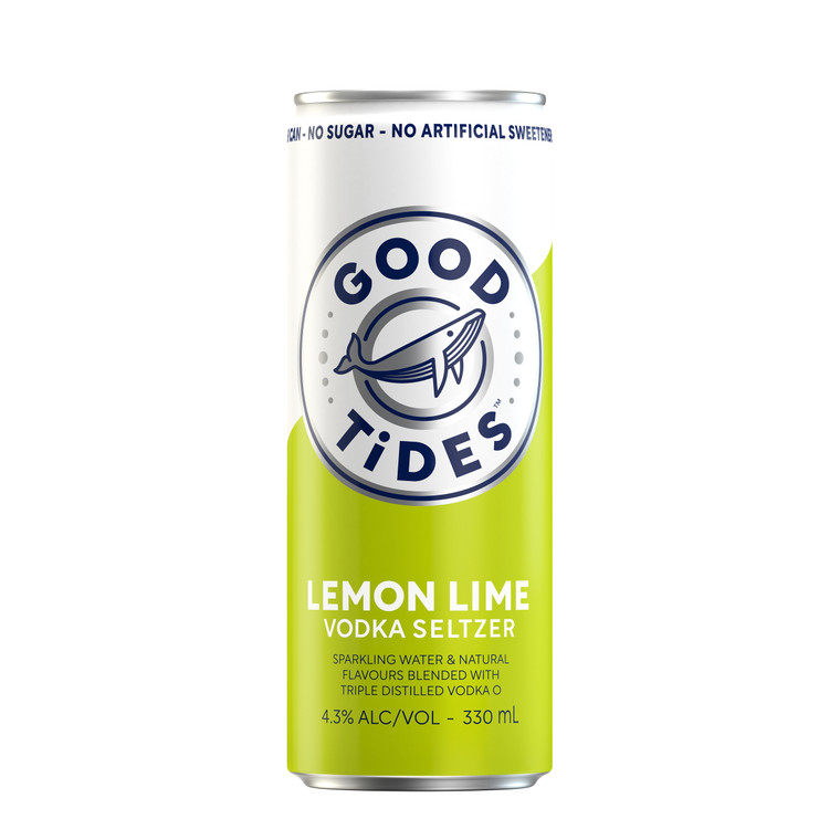Good Tides Hard Seltzer Lemon Lime 330mL Cans 24 Pack