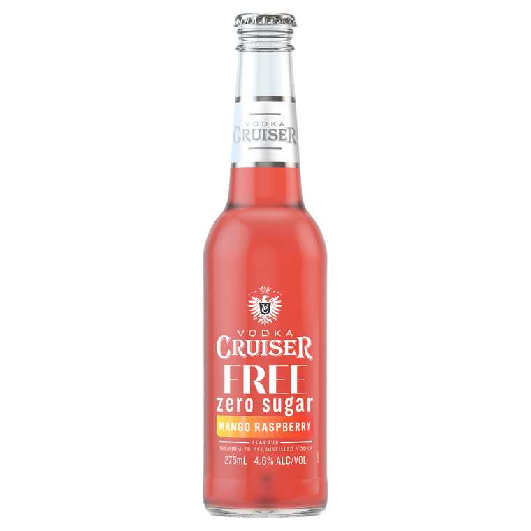 Vodka Cruiser Free Mango Raspberry 275mL Bottles 24 Pack