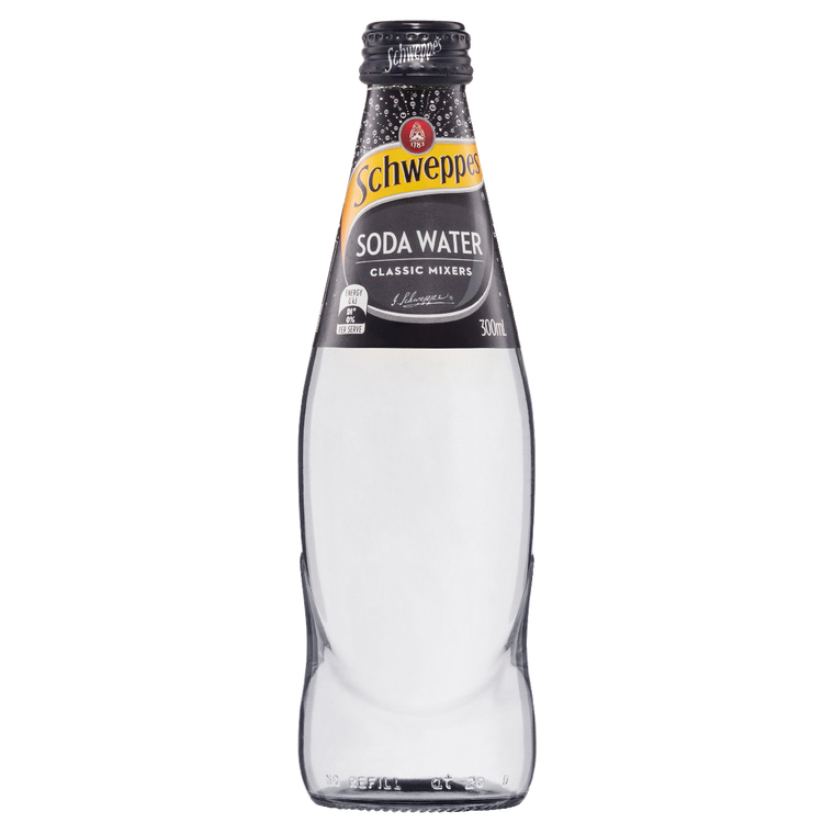 Schweppes Soda Water 300mL Bottles 24 Pack