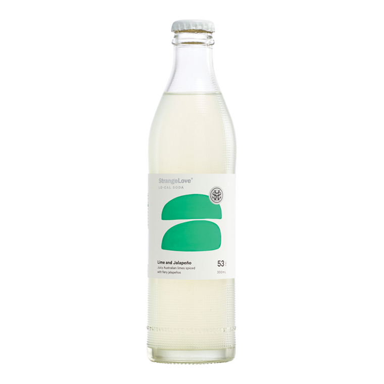 StrangeLove Lime & Jalapeno Lo-Cal Soda 300mL Bottles 24 Pack