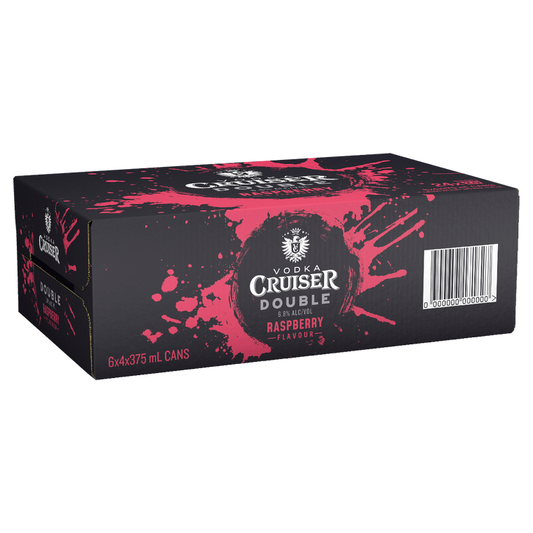 Vodka Cruiser Double Raspberry 6.8% 375mL Cans 24 Pack