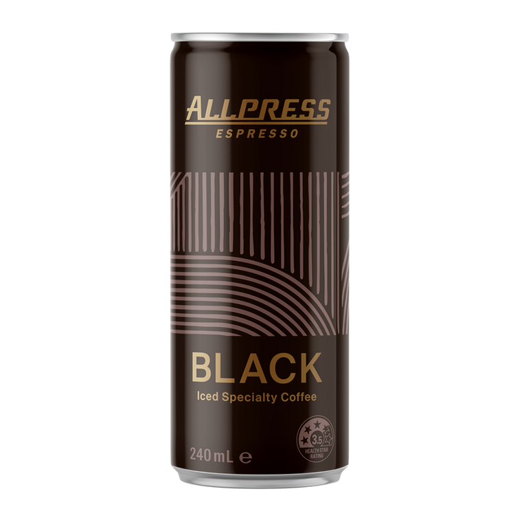 AllPress Iced Black Coffee 240mL Cans 12 Pack