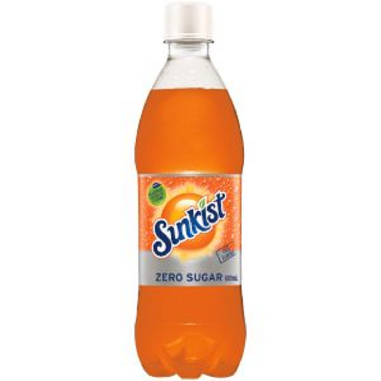 Sunkist Zero Sugar 600mL PET Bottles 24 Pack