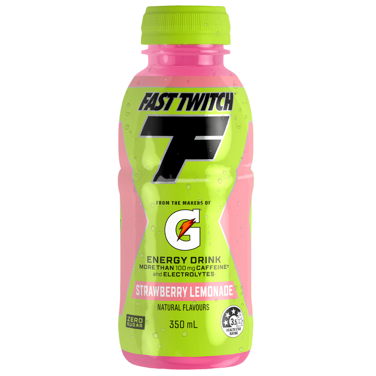 Fast Twitch Energy Drink Strawberry Lemonade 350ml Bottles 12 Pack