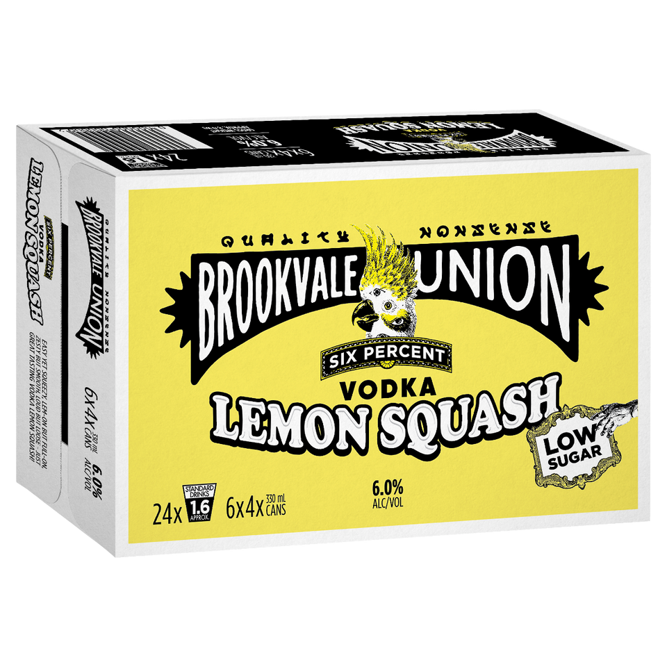 Brookvale Union Vodka Lemon Squash 330mL Cans 24 Pack Club Connect