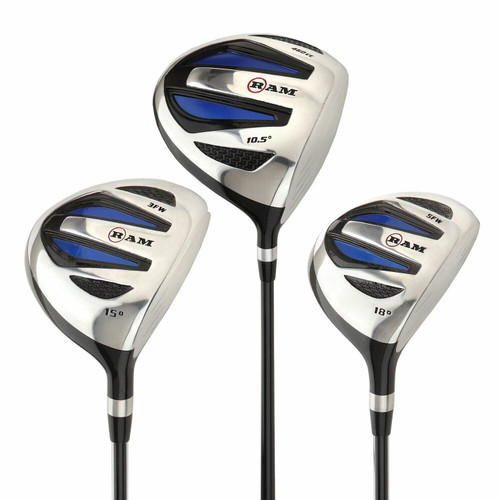 Ram Golf EZ3 Mens Graphite Wood Set - Driver, 3 & 5 Wood - Headcovers Included - Image 0