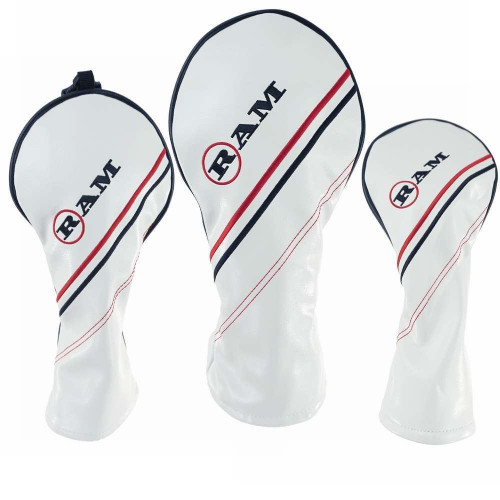 Ram FX Golf Club Headcovers For Driver, Woods, White (1-3-5)