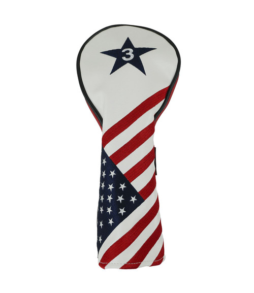 Ram Golf USA Stars and Stripes PU Leather Headcover Set - Driver, #3 Wood, Hybrid