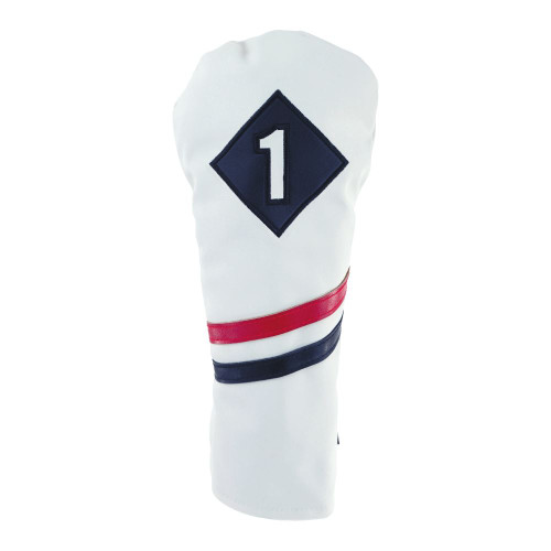 Ram Golf Vintage PU Leather Headcovers Set, White, Driver, Wood, Hybrid (1,3,X) - Image 1