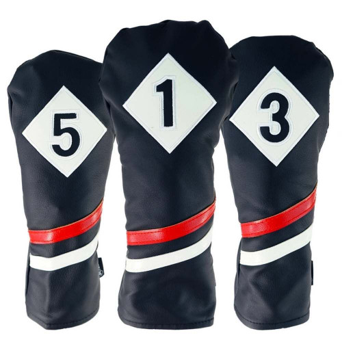 Ram Golf Vintage PU Leather Headcovers Set, Black, Driver, Fairway Woods (1,3,5) Ram Golf Vintage PU Leather Headcovers Set, Black, Driver, Fairway Woods (1,3,5)