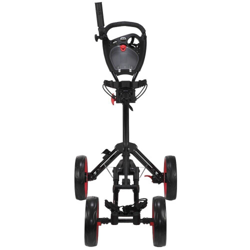 Caddymatic Golf Quad 4-Wheel Folding Golf Pull / Push Cart Black/Red - Image 2