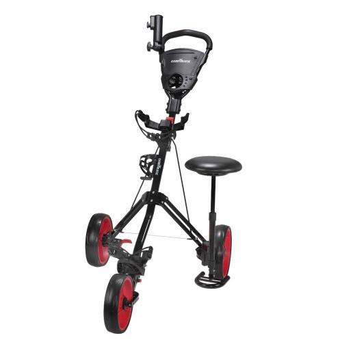 Caddymatic Golf Continental 3 Wheel Folding Golf Push/Pull Cart Black/Red 