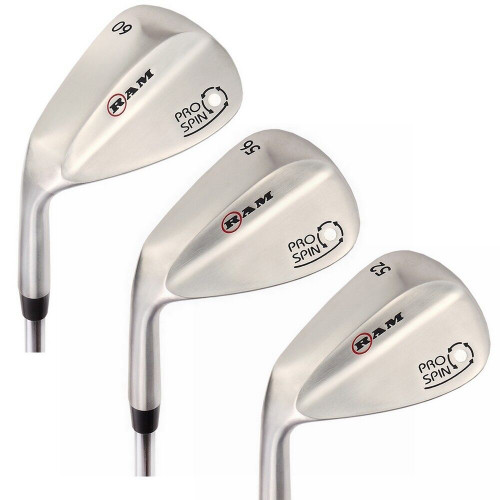 Ram Golf Pro Spin Stainless Wedge Set - 52, 56, 60 Wedges - Mens Left Hand
