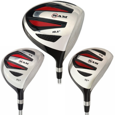 Ram Golf SGS Wood Set, 10.5° Driver 3 & 5 Wood, Mens Right Hand, Steel Shaft