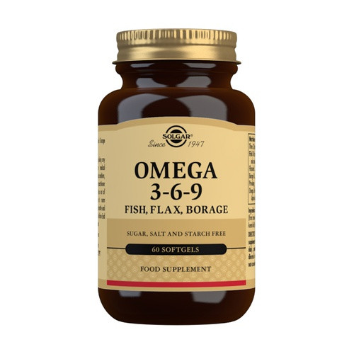 Solgar - omega 3-6-9 aceites de pescado, lino y borraja - 60 cápsulas blandas