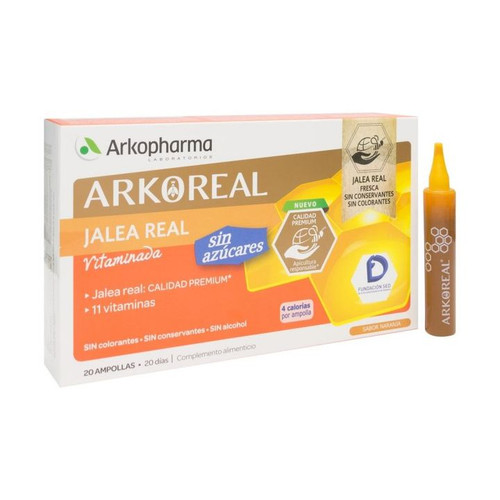 Arkoreal jalea real vitaminada sin azúcar 15 mL x 20 ampollas