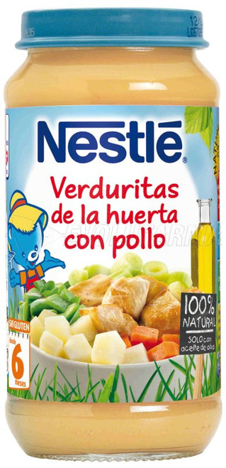 Nestlé. tarrito puré de verduritas de la huerta con pollo. tarro de 250 g.