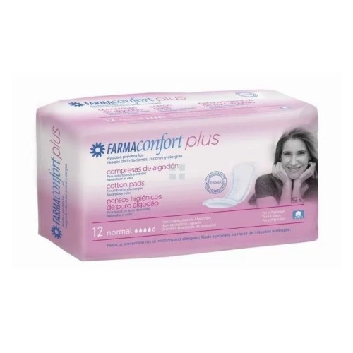 Compresas para todo tipo de pérdidas farmaconfort plus, normal 12 U