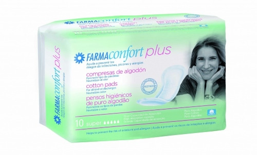 Compresas para todo tipo de pérdidas farmaconfort plus, super 10 U