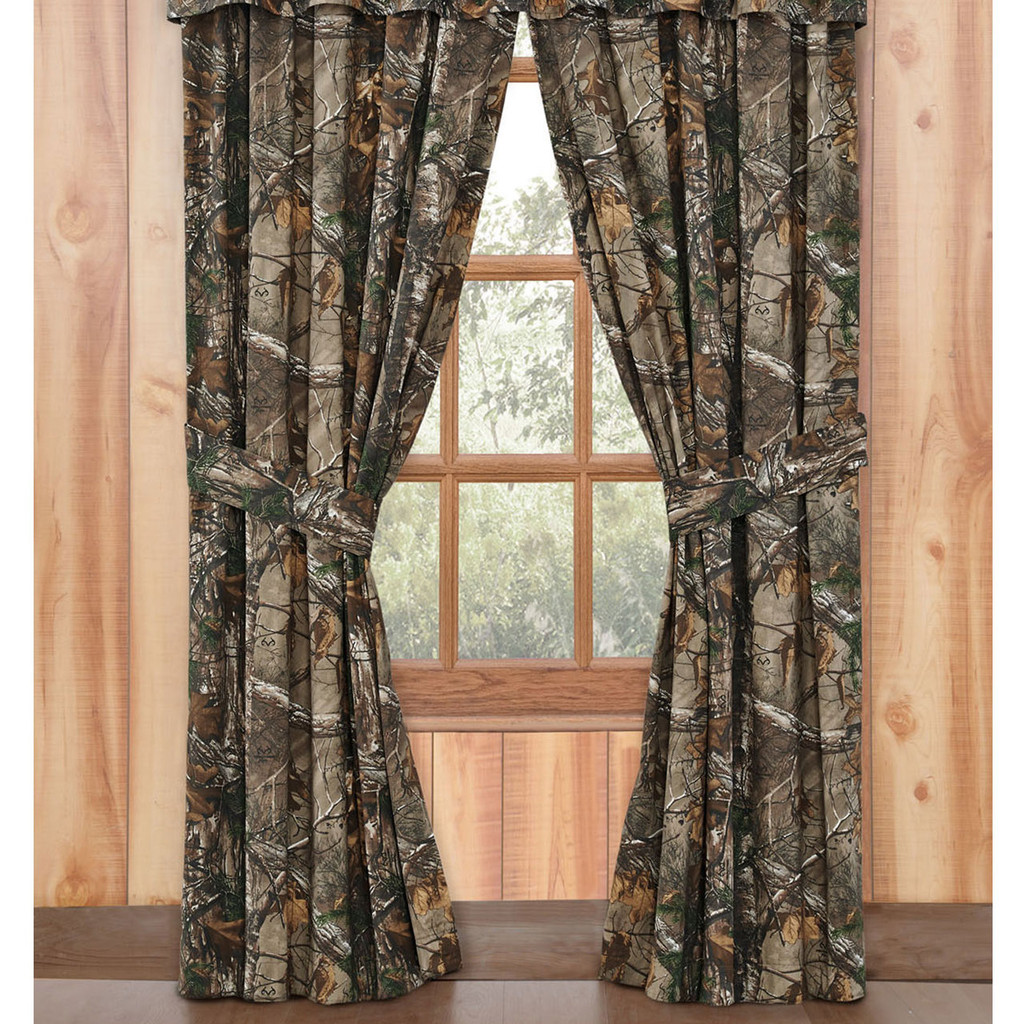 Camouflage Realtree Window Curtains Set of 2 Camo Curtain Valance Drapes Woods 