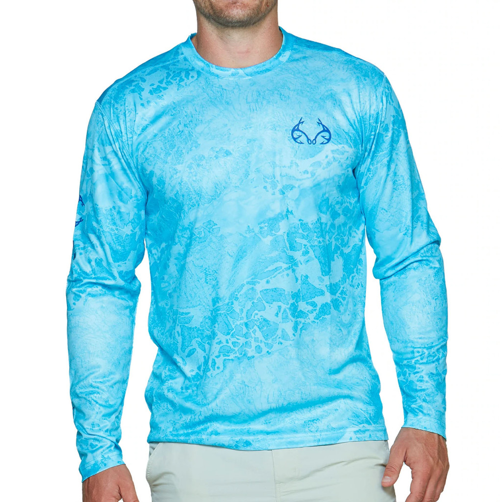 Realtree Men's Top Water Performance Long Sleeve Shirt Blue