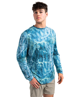 Realtree Boys Blue Reversible Silky Long Sleeved Fishing Tee Shirt