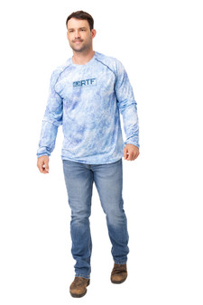 Realtree Fishing WAVE Blue Water Camo Shirt RN#91497 Men's Size Medium