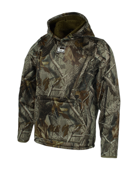 Banded men’s Fanatech soft shell camo hoodie in Realtree Hardwoods main.