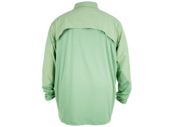 Back view of the men's green long sleeve Realtree guide shirt showing the vented back panel and smooth performance fabric construction.