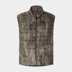 Frogg Toggs Oxbow PrimaLoft insulated vest in Realtree Legacy camo with full-zip front and quilted design main.
