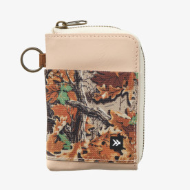 Thread camo zipper wallet in Realtree Advantage Classic with tan leather trim and front card pocket main