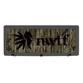 Top view of NWTF logo on Realtree Legacy camo cooler lid.