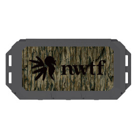 Top view of NWTF logo on Realtree Legacy camo cooler lid.