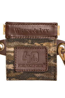 Adjustable tan paracord neck strap with leather accents from the Wren & Ivy Realtree 40th Anniversary Call Pouch.