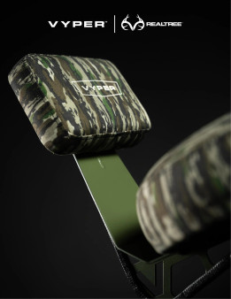 Angled close-up of Vyper Realtree Original camo chair backrest and cushioned seat.