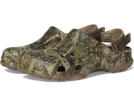 Pair of Crocs All Terrain camo clogs in Realtree APX with adjustable heel straps main