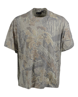 Front view of Banded women's Sunday camo t-shirt in Realtree Xtra Grey short sleeve crew neck.