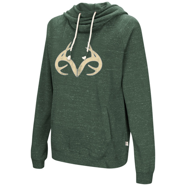 Women's Speckled Yarn Cowl Neck Hoodie in Green image