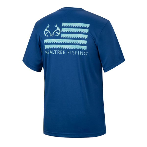 Realtree Men's Shallow Water Performance Short Sleeve Shirt Blue