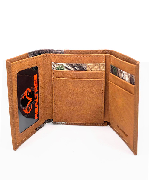 Realtree Edge Camo Burnished Tan Leather Trifold Wallet - 04