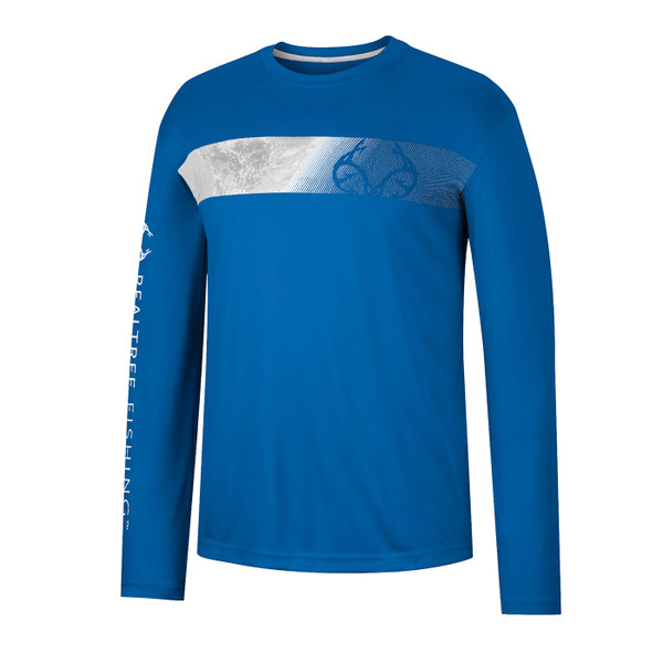 Realtree Men's Long Sleeve Cape Performance Fishing Graphic T-Shirt, Blue, 2XL