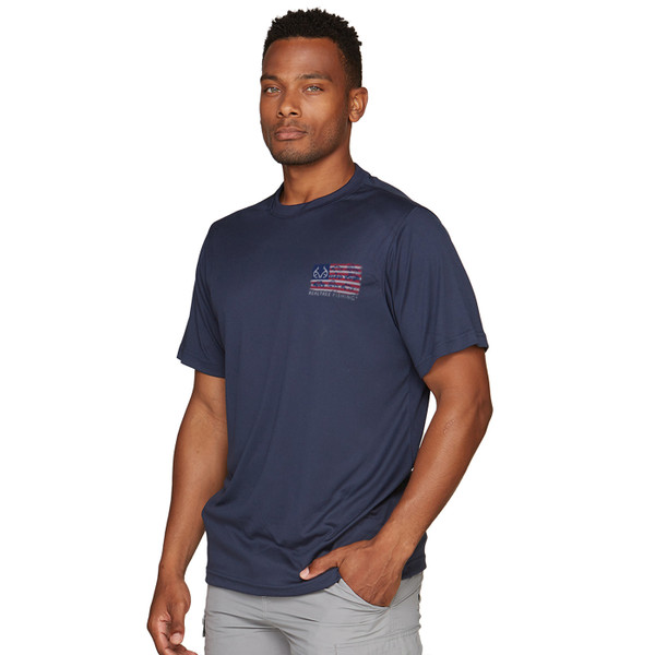 Realtree Men's Plymouth Short Sleeve Performance Shirt in Navy Side