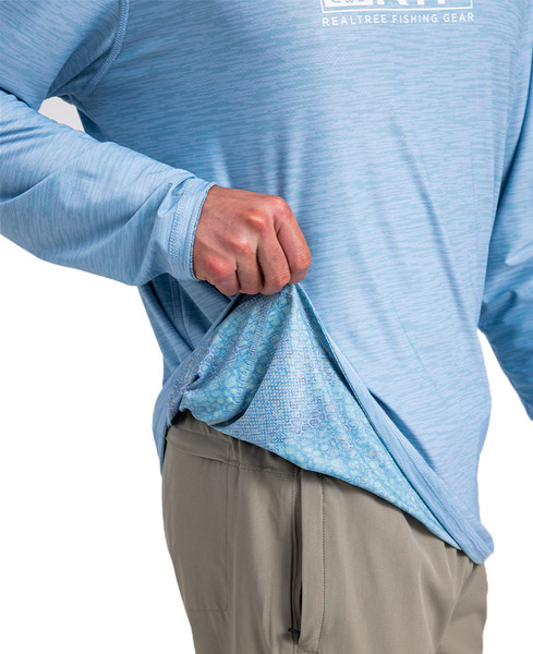 Realtree Aspect Men's Blue Long Sleeve Performance Fishing Shirt Size XL