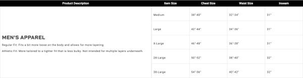 ARCTICSHIELD Prodigy Vapor Unisex Realtree Jacket | Aspect size chart