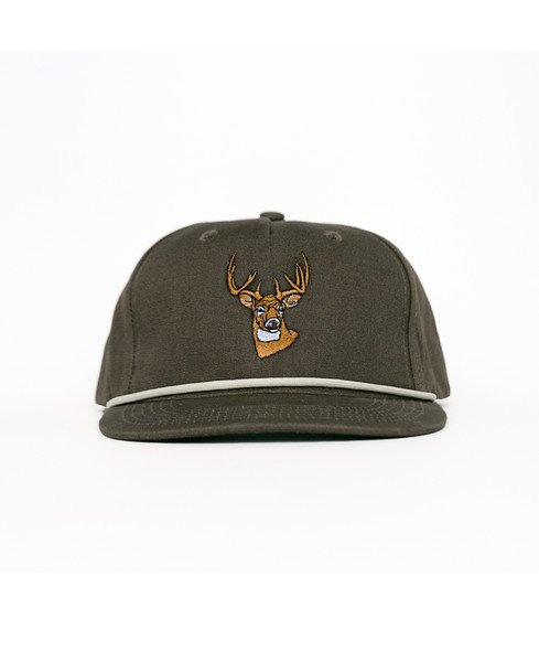 Lost Hat Co. Deer Head Embroidery Realtree Roux Rope Cap front