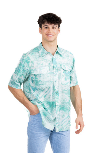 Realtree Fishing Charter Teal Men's Short Sleeve Shirt