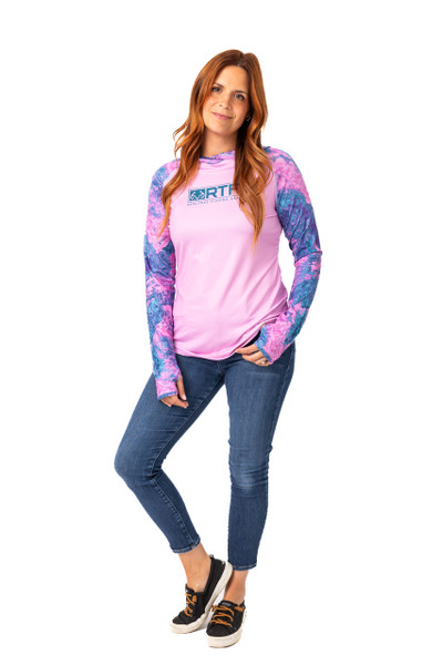 Realtree Women's Pink Long Sleeve Performance Fishing Shirt XL Thumb holes  New