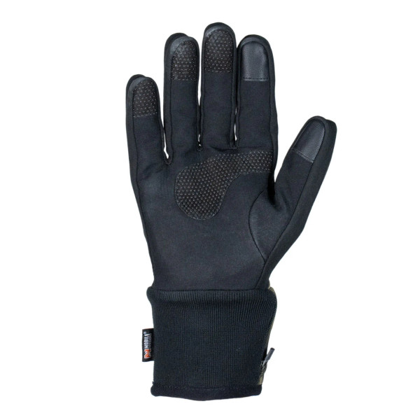 Opposite palm-side view of the glove with durable black grip material and flexible wrist cuff for added comfort.